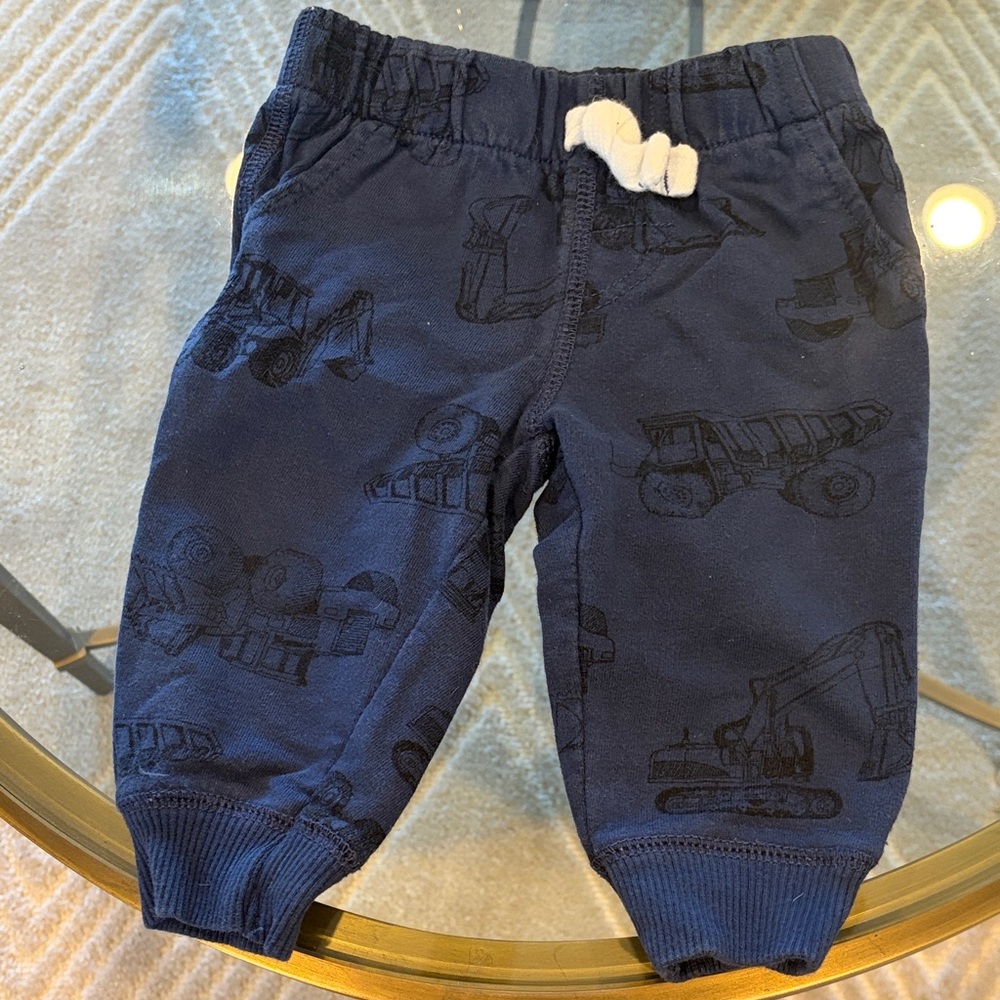 Carter's 6M Navy Blue Joggers with Construction Print